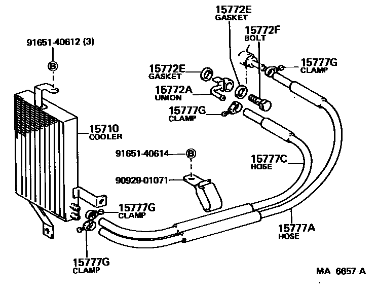 Toyota COROLLA Engine Oil Cooler EPC diagram — MA6657A