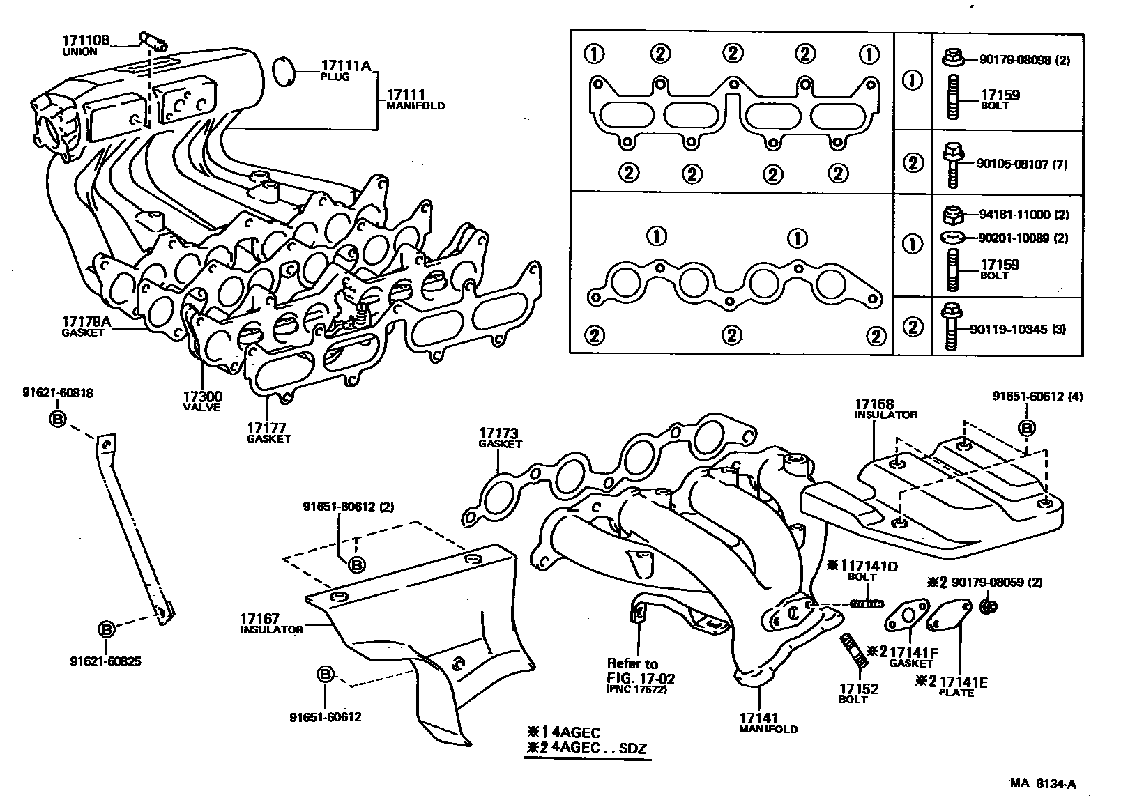 Toyota COROLLA Manifold EPC diagram — MA8134A