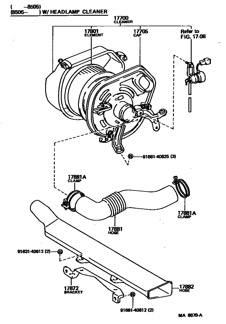 Toyota COROLLA Air Cleaner EPC diagram — MA6670A