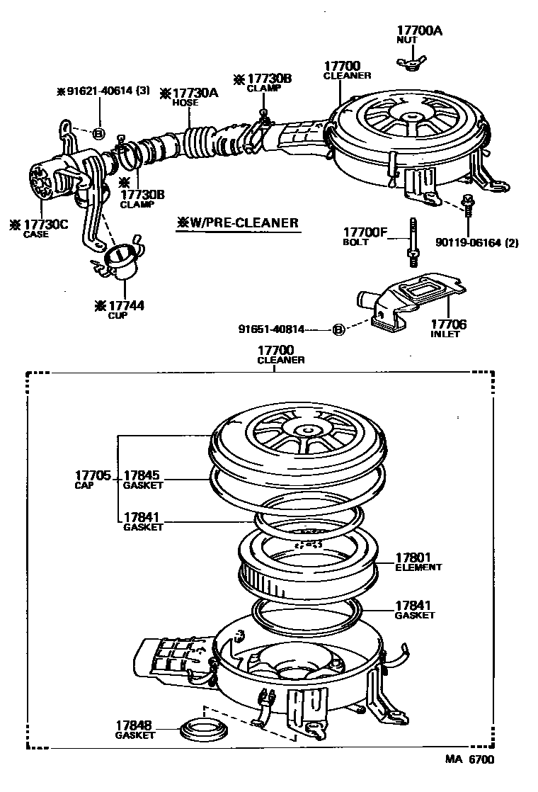 Toyota COROLLA Air Cleaner EPC diagram — MA6700