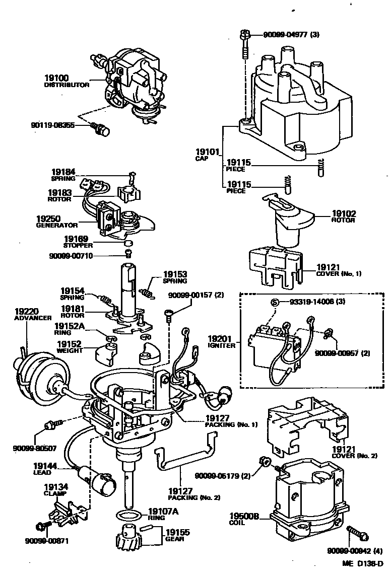 Toyota COROLLA 分电器 EPC diagram — MED136D