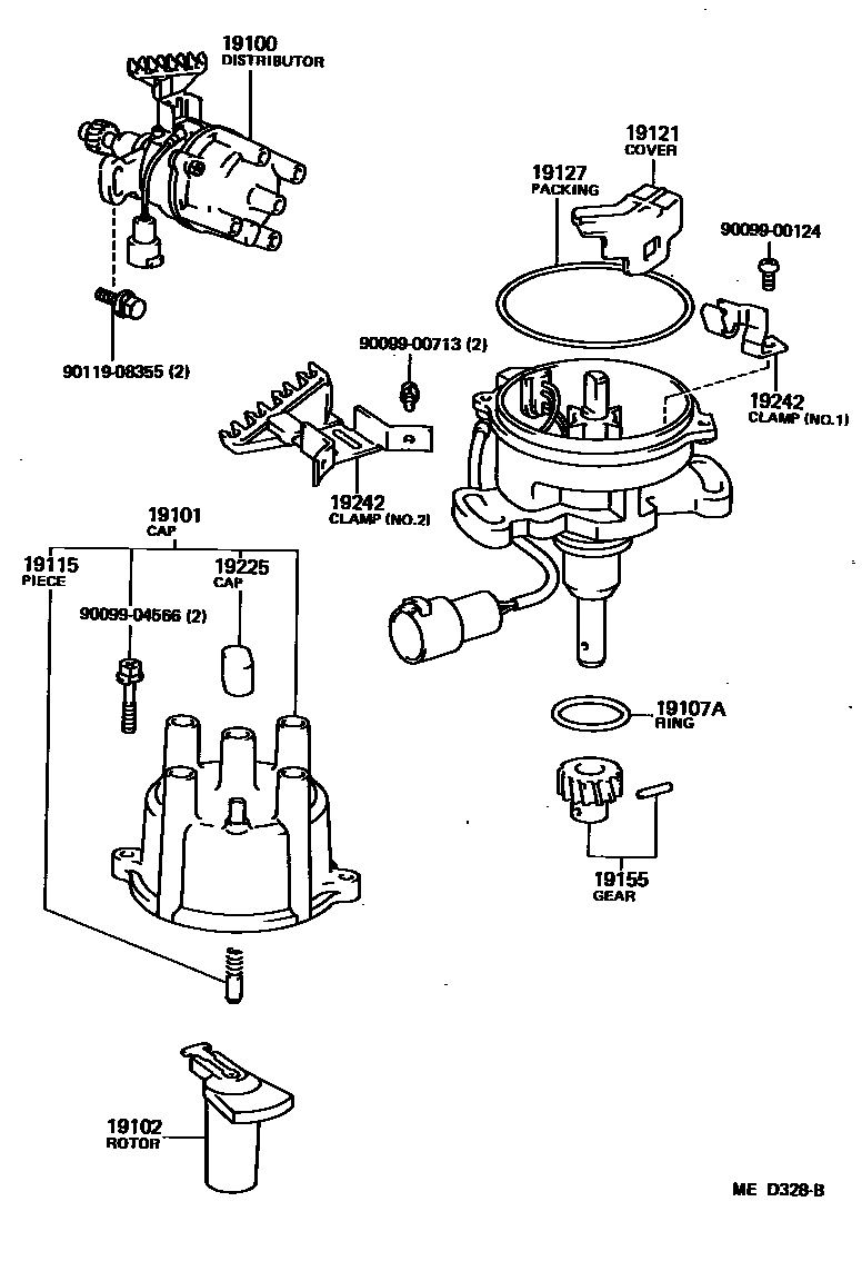 Toyota COROLLA 分电器 EPC diagram — MED328B