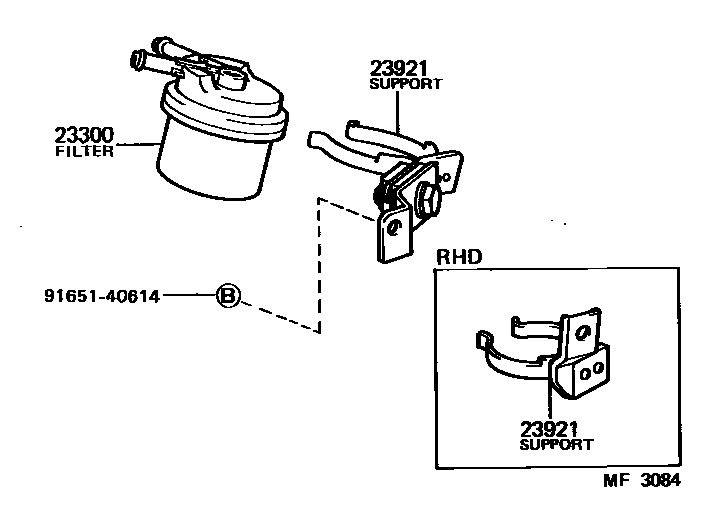 Toyota COROLLA fuel filter EPC diagram — MF3084