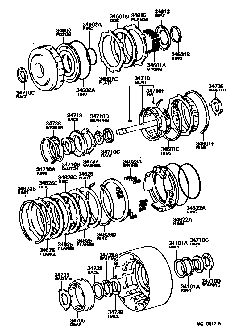 Toyota COROLLA 超速档齿轮(ATM) EPC diagram — MC9612A