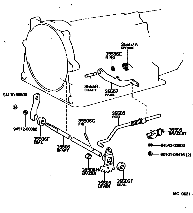 Toyota COROLLA 节气阀连杆和阀杆(ATM) EPC diagram — MC9621