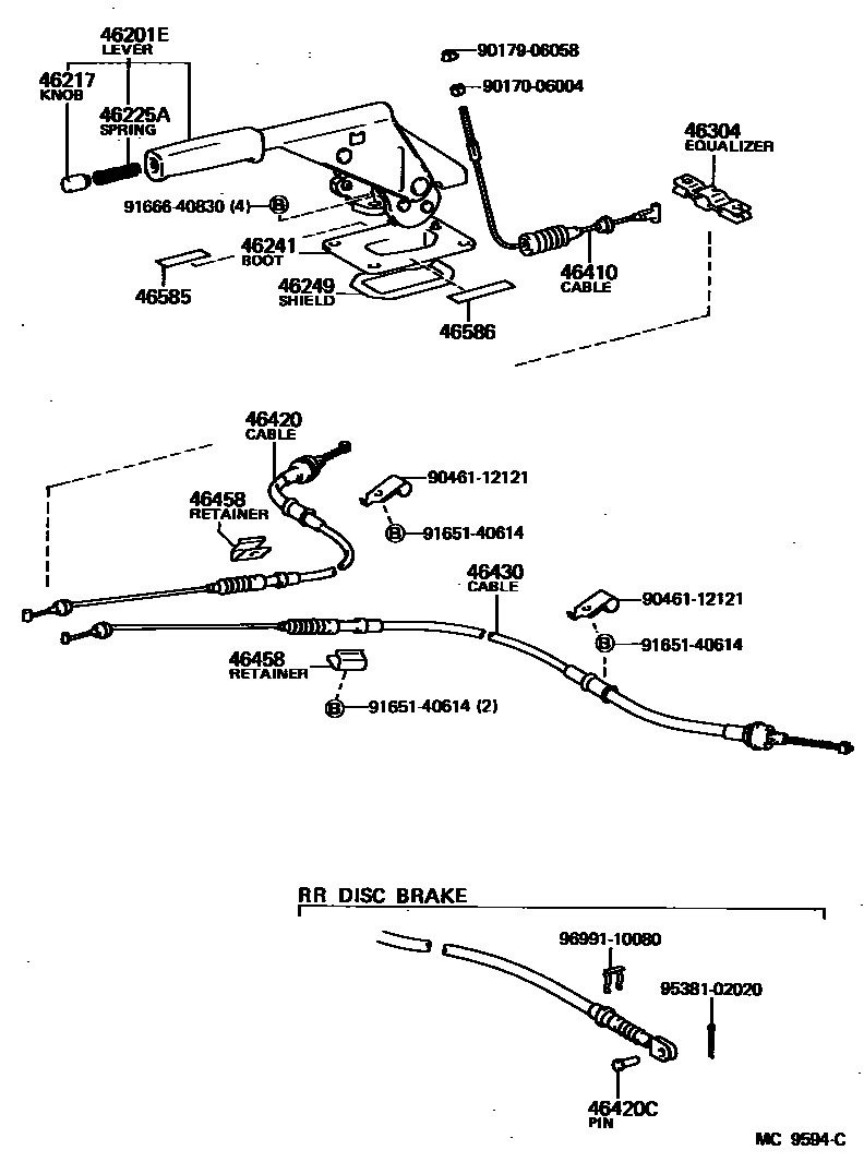 Toyota COROLLA Parking Brake & Cable EPC diagram — MC9594C
