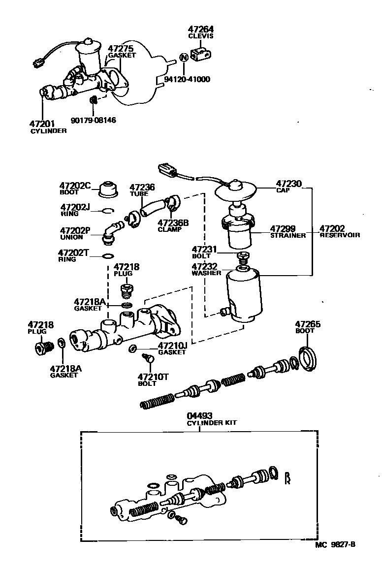 Toyota COROLLA 制动总泵 EPC diagram — MC9827B