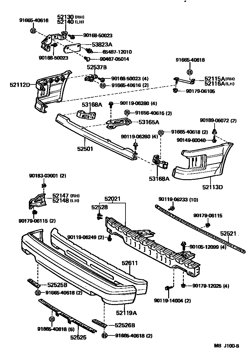 Toyota COROLLA 前保险杠及附件 EPC diagram — MBJ100B