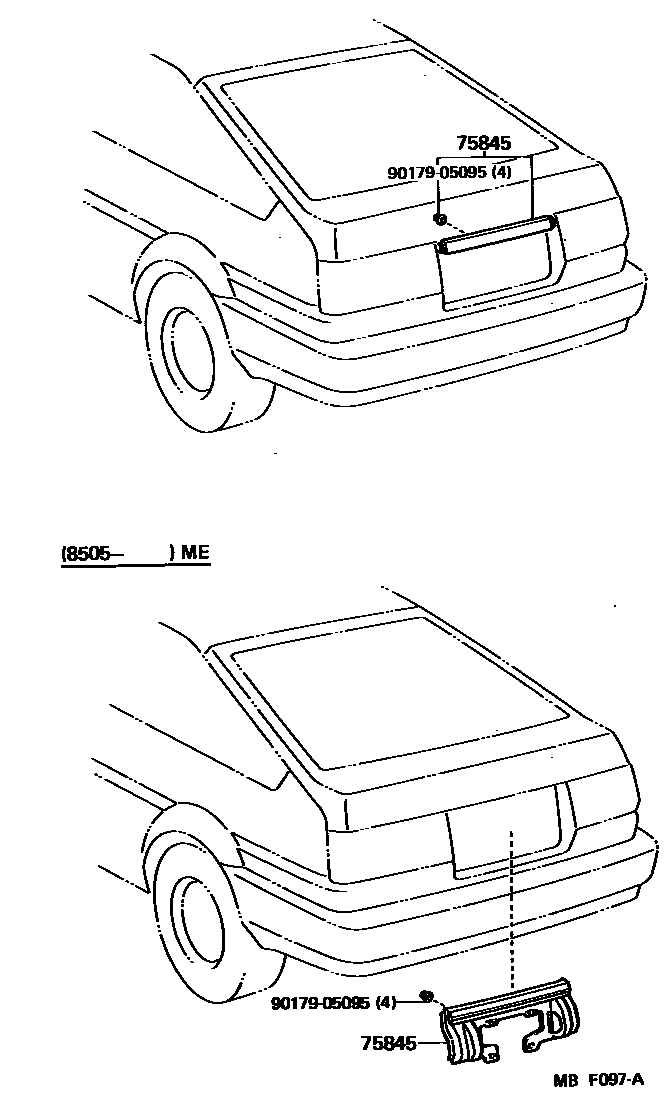 Toyota COROLLA 后防护条 EPC diagram — MBF097A