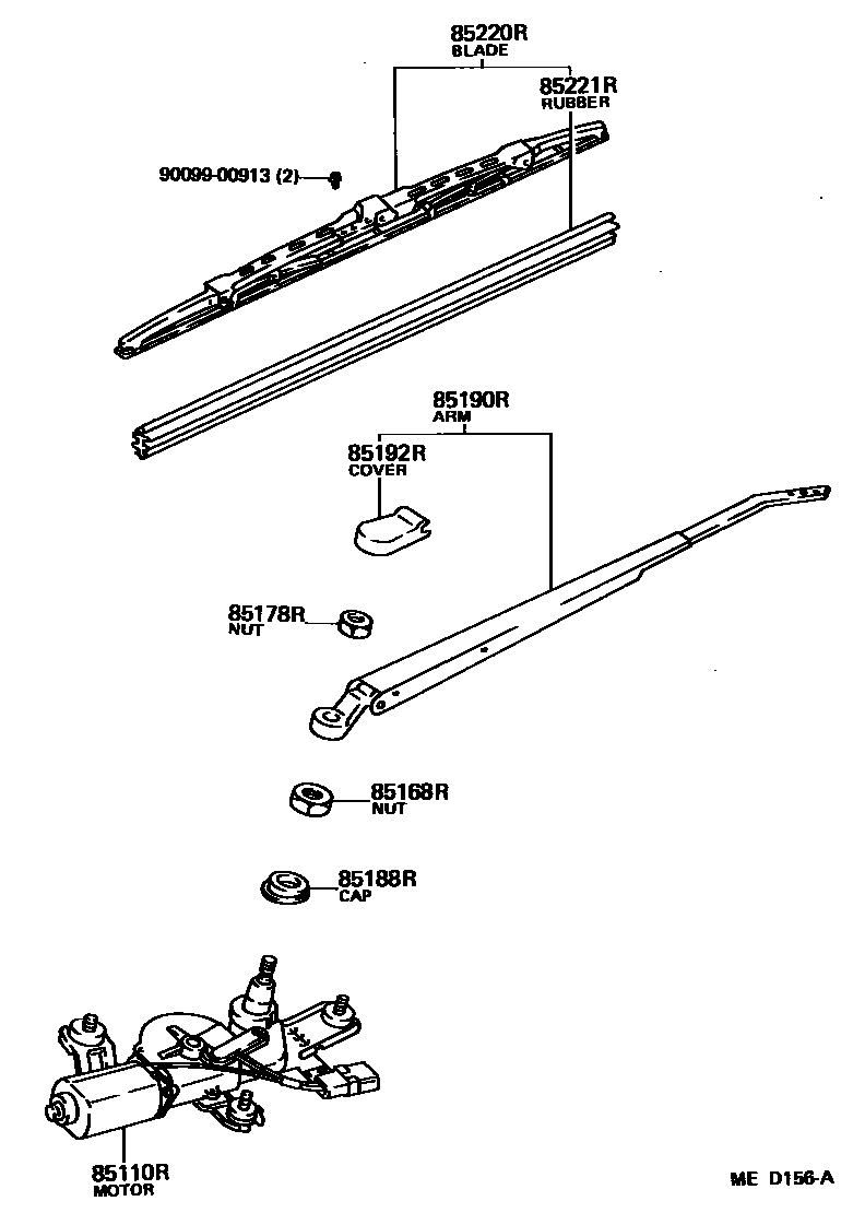 Toyota COROLLA 后刮水器 EPC diagram — MED156A