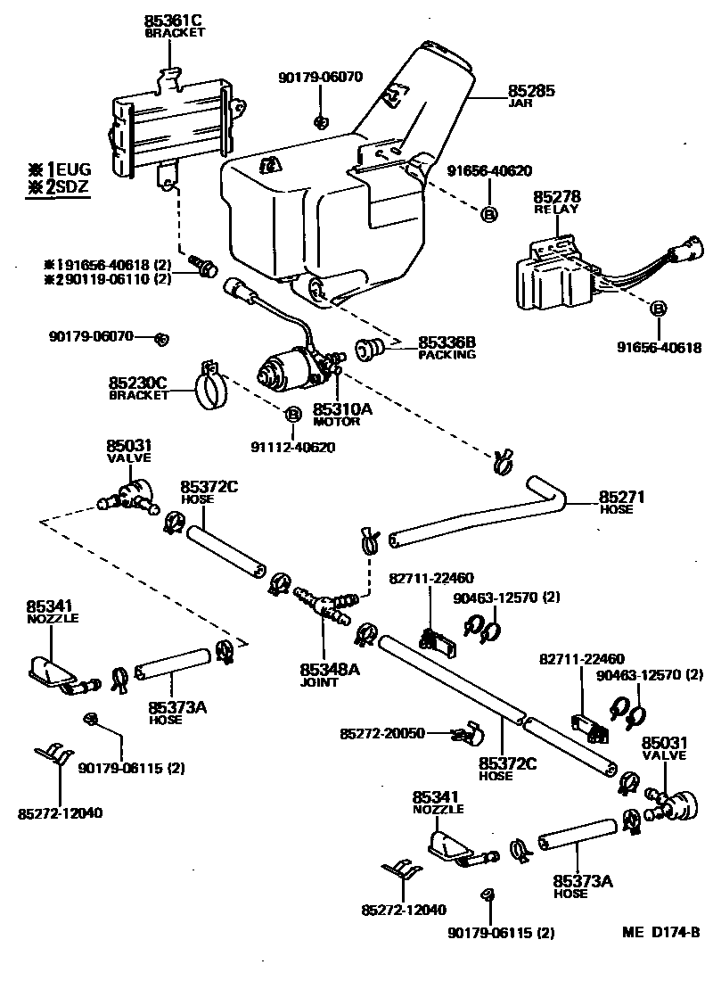Toyota COROLLA 前大灯清洗器 EPC diagram — MED174B