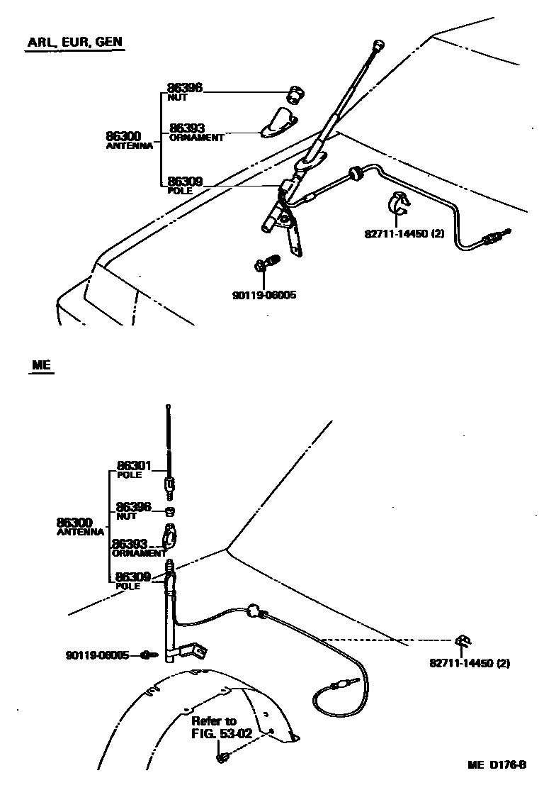 Toyota COROLLA antenna EPC diagram — MED176B