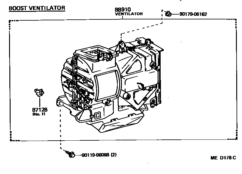 Toyota COROLLA 暖风和空调系统 - 加热装置和鼓风机 EPC diagram — MED178C