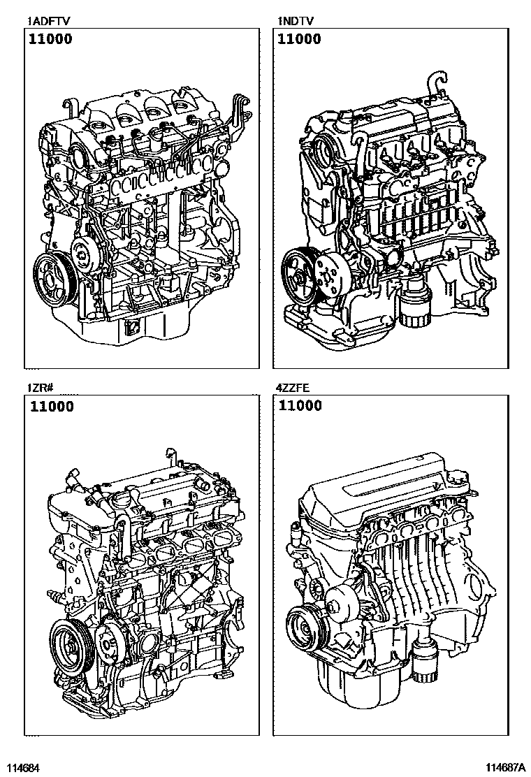 Toyota COROLLA Partial Engine Assembly EPC diagram — 114687A