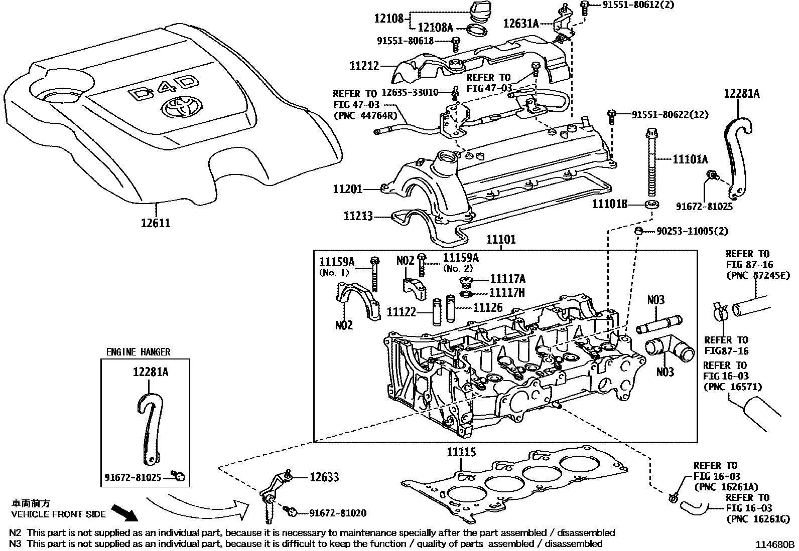 Toyota COROLLA Cylinder Head EPC diagram — 114680B