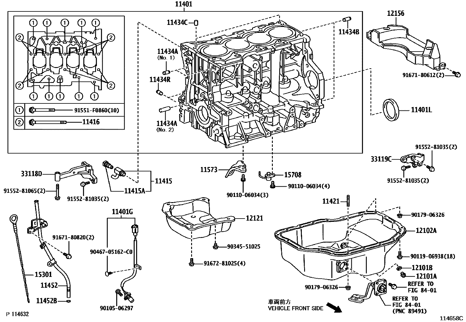 Toyota COROLLA Cylinder Block EPC diagram — 114658C