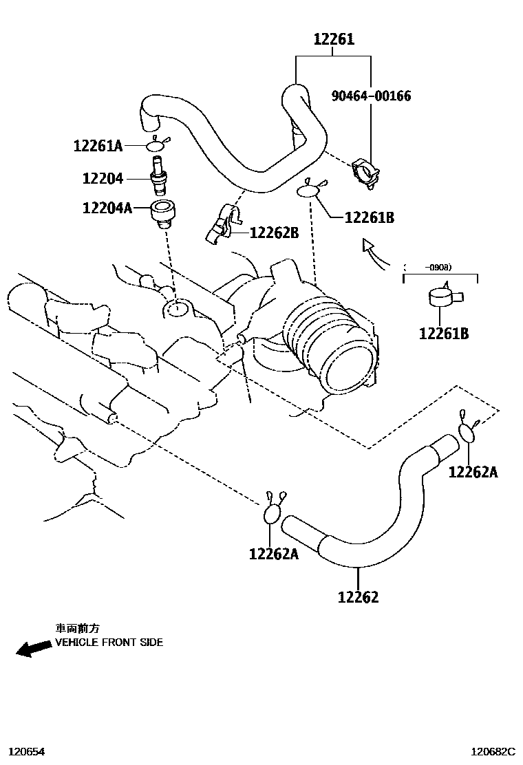 Toyota COROLLA Ventilation Hose EPC diagram — 120682C