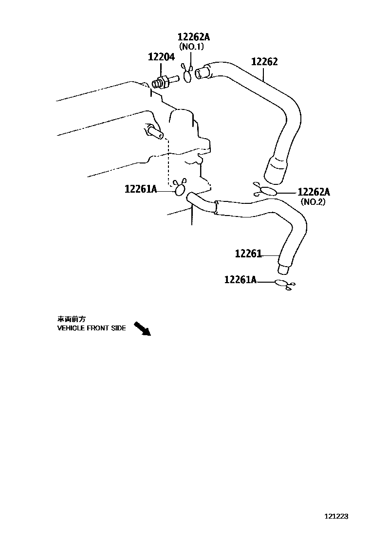 Toyota COROLLA Ventilation Hose EPC diagram — 121223