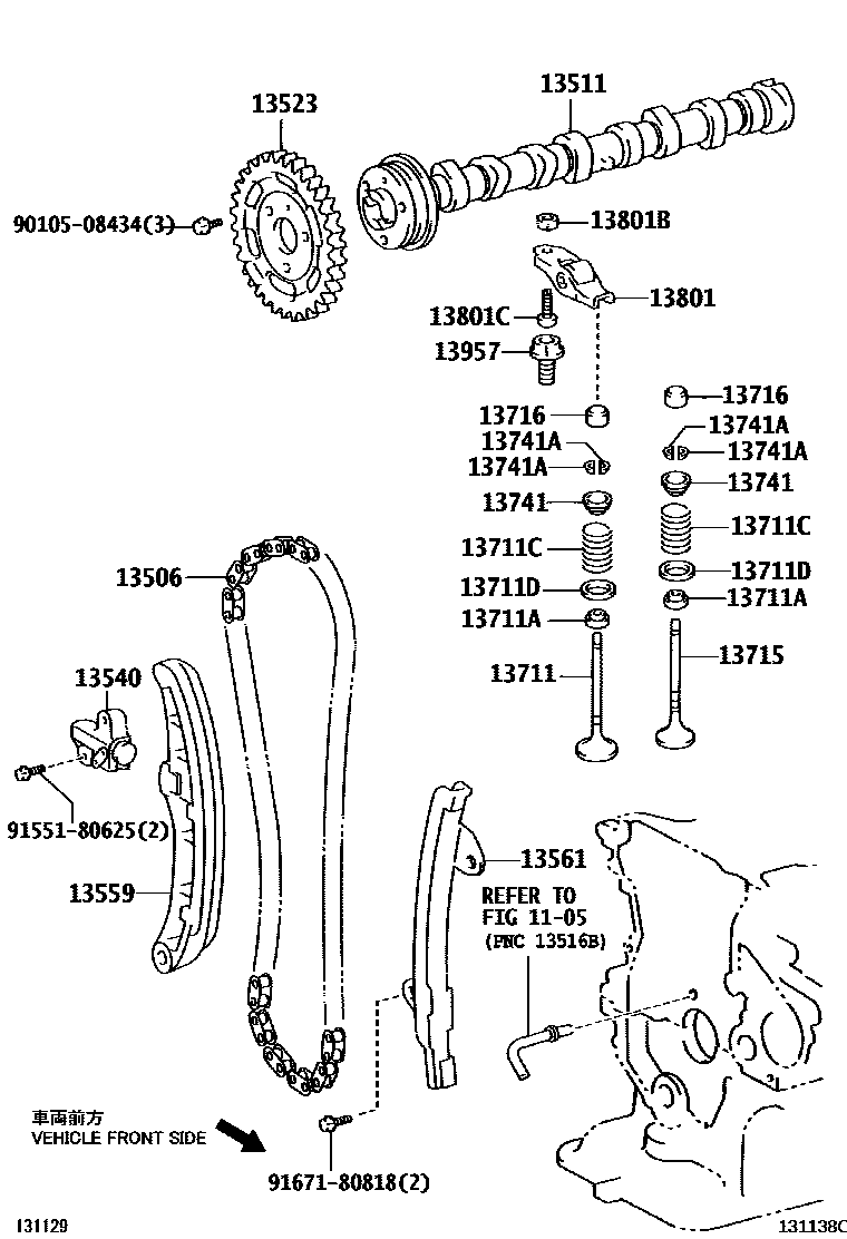 Toyota COROLLA Camshaft & Valve EPC diagram — 131138C
