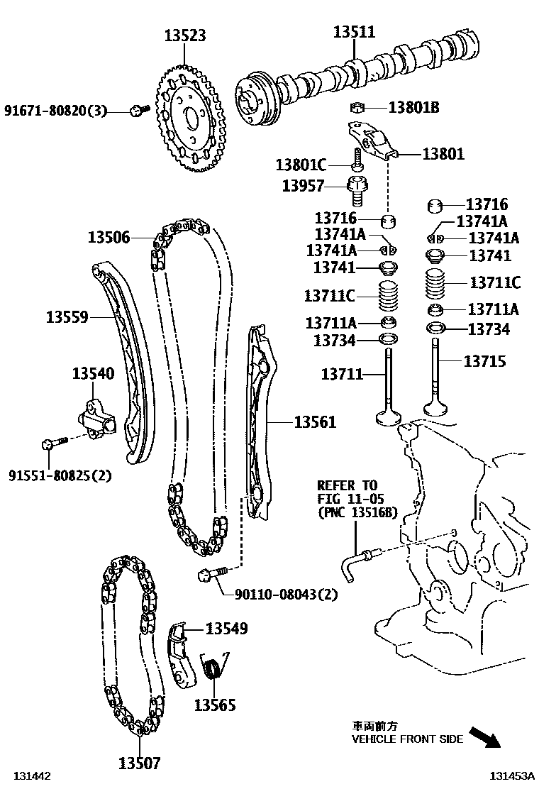 Toyota COROLLA Camshaft & Valve EPC diagram — 131453A