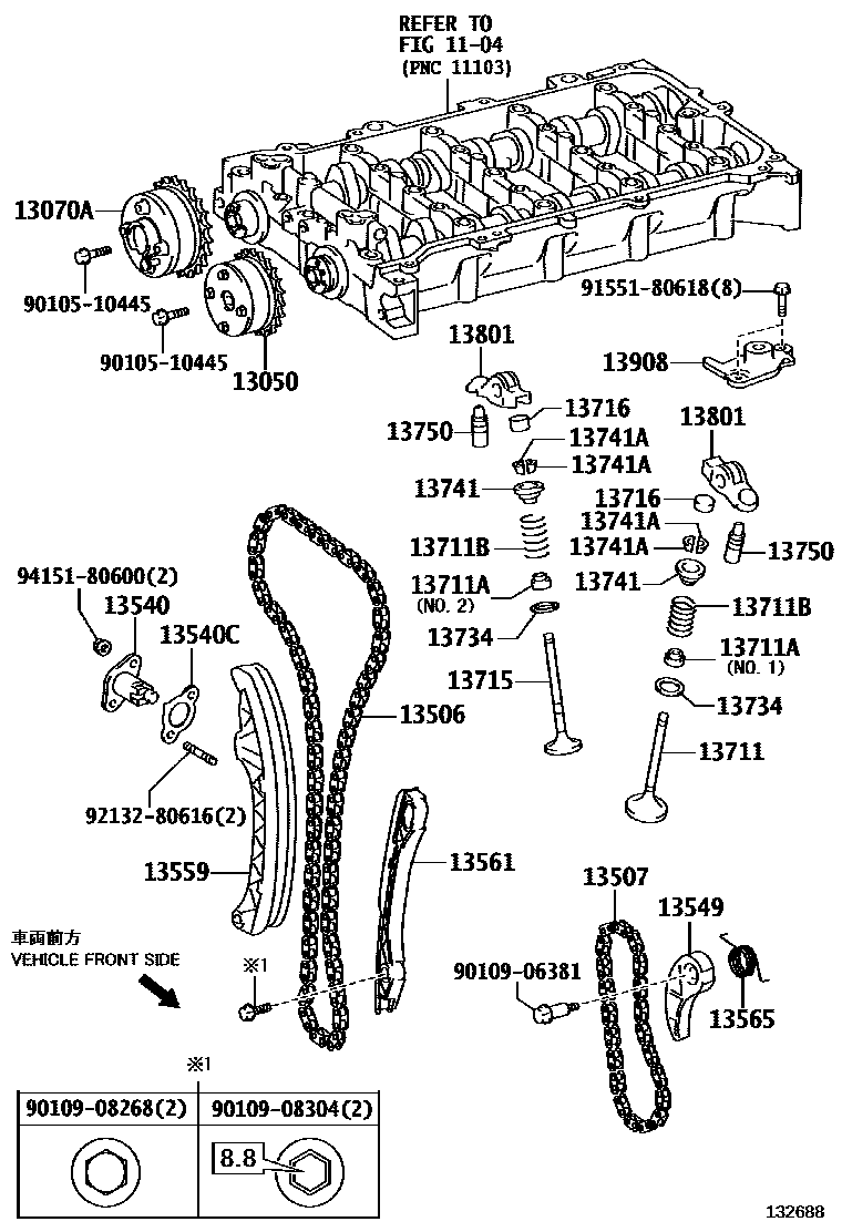 Toyota COROLLA Camshaft & Valve EPC diagram — 132688