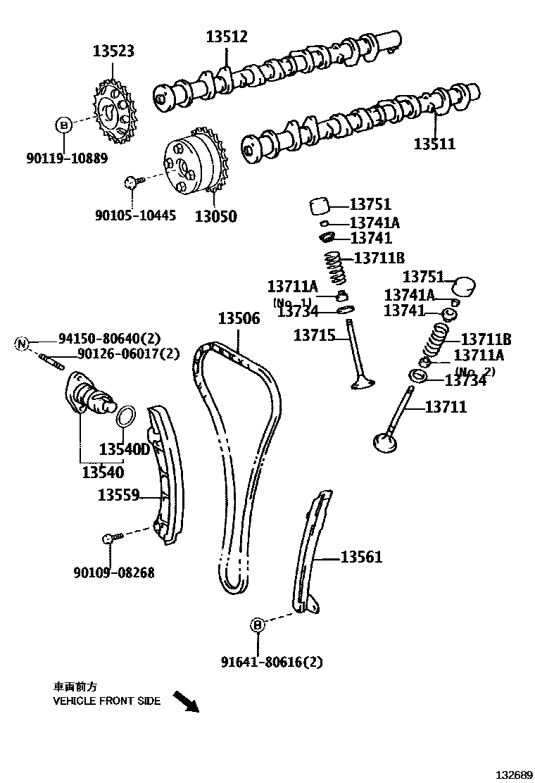 Toyota COROLLA Camshaft & Valve EPC diagram — 132689