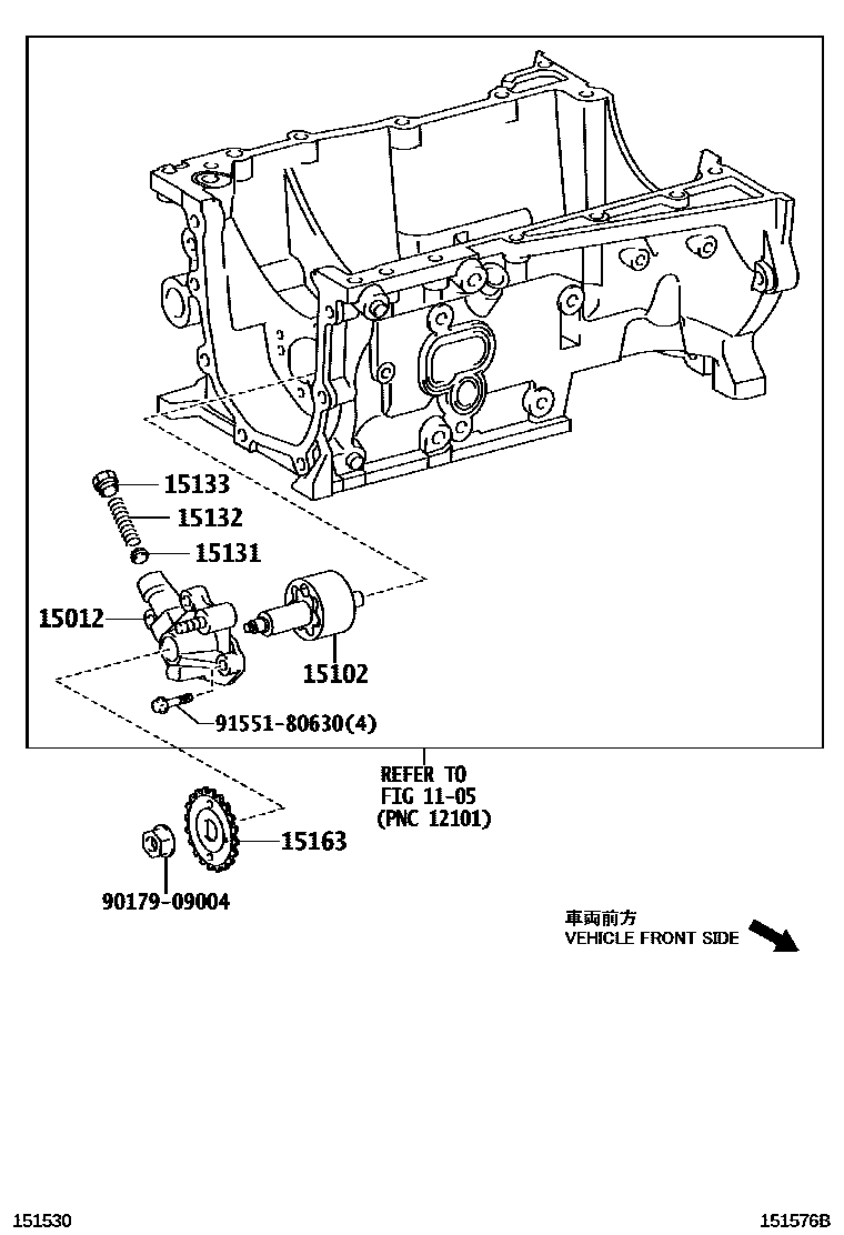Toyota COROLLA Engine Oil Pump EPC diagram — 151576B