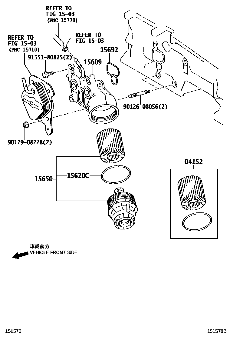 Toyota COROLLA Oil Filter EPC diagram — 151578B