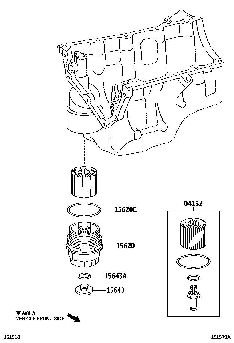 Toyota COROLLA Oil Filter EPC diagram — 151579A