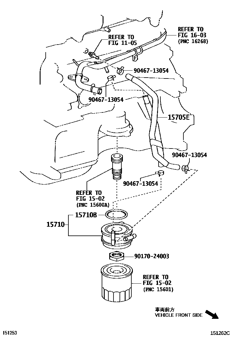 Toyota COROLLA Engine Oil Cooler EPC diagram — 151262C