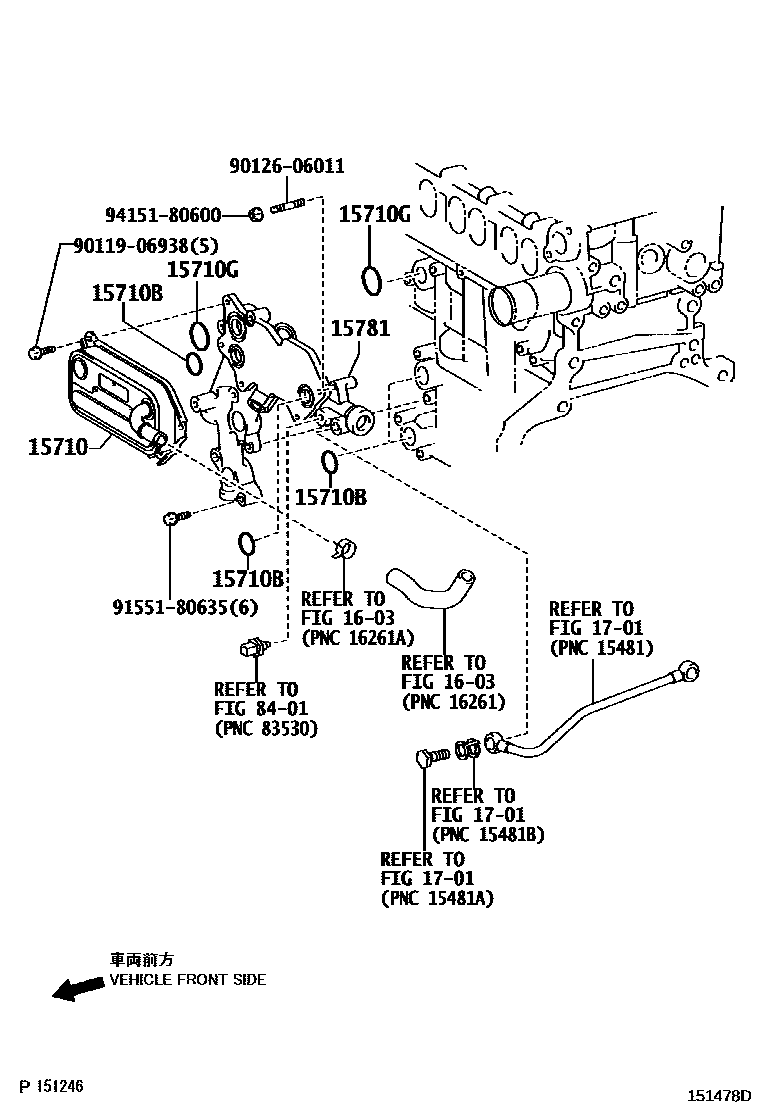 Toyota COROLLA Engine Oil Cooler EPC diagram — 151478D