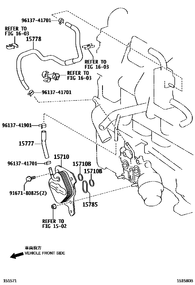 Toyota COROLLA Engine Oil Cooler EPC diagram — 151580B