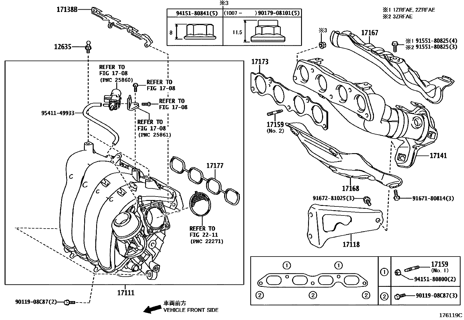 Toyota COROLLA Manifold EPC diagram — 176119C
