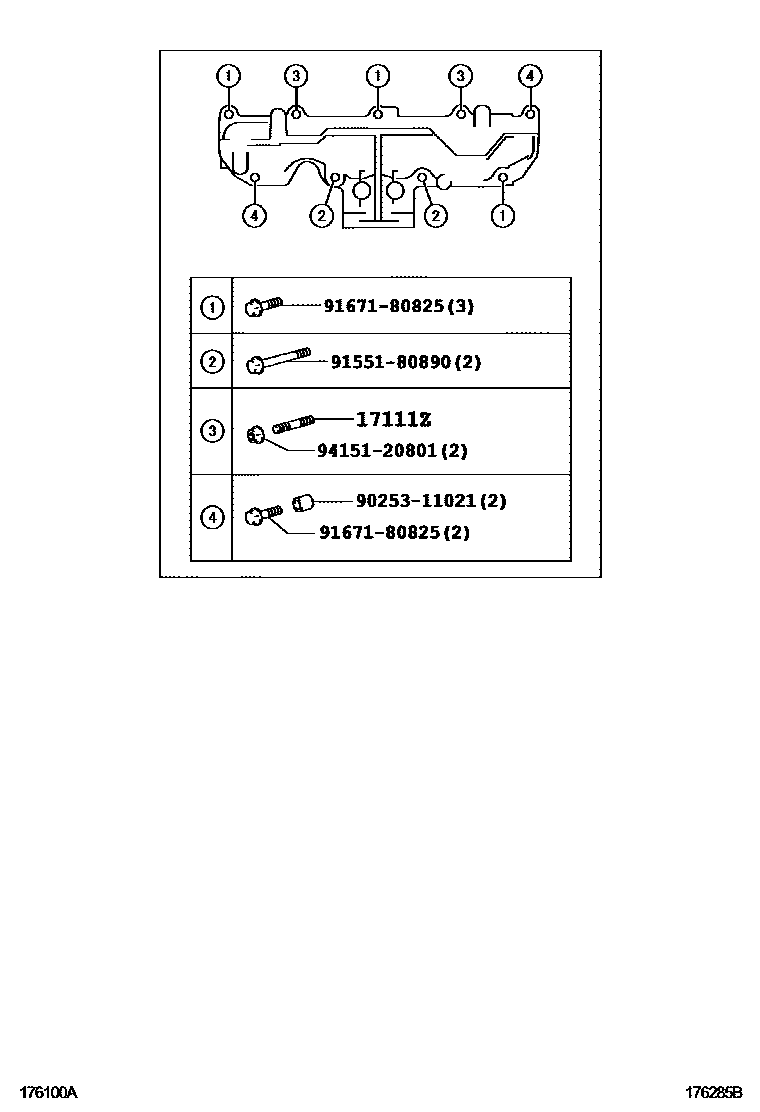 Toyota COROLLA Manifold EPC diagram — 176285B