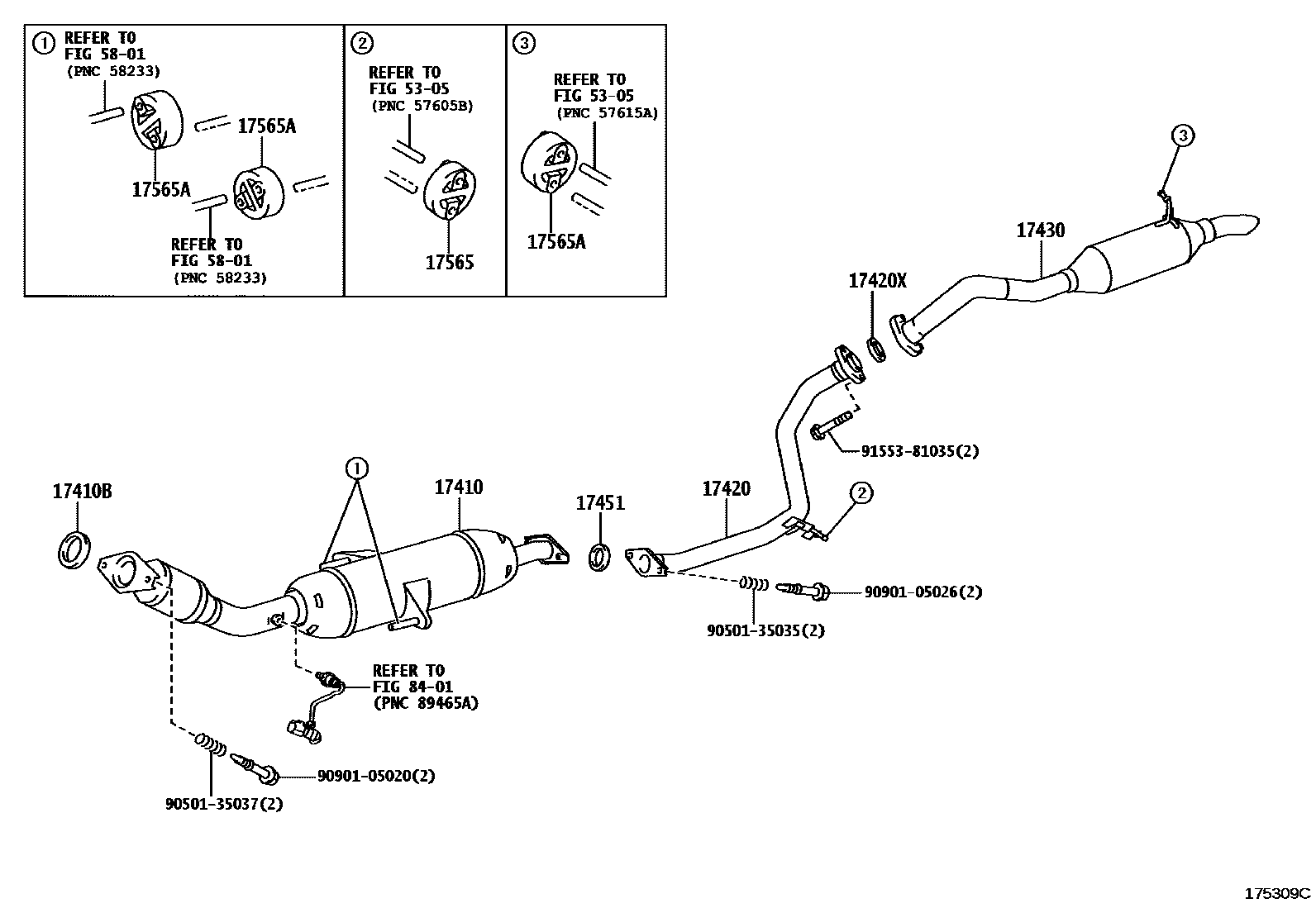 Toyota COROLLA Exhaust Pipe EPC diagram — 175309C