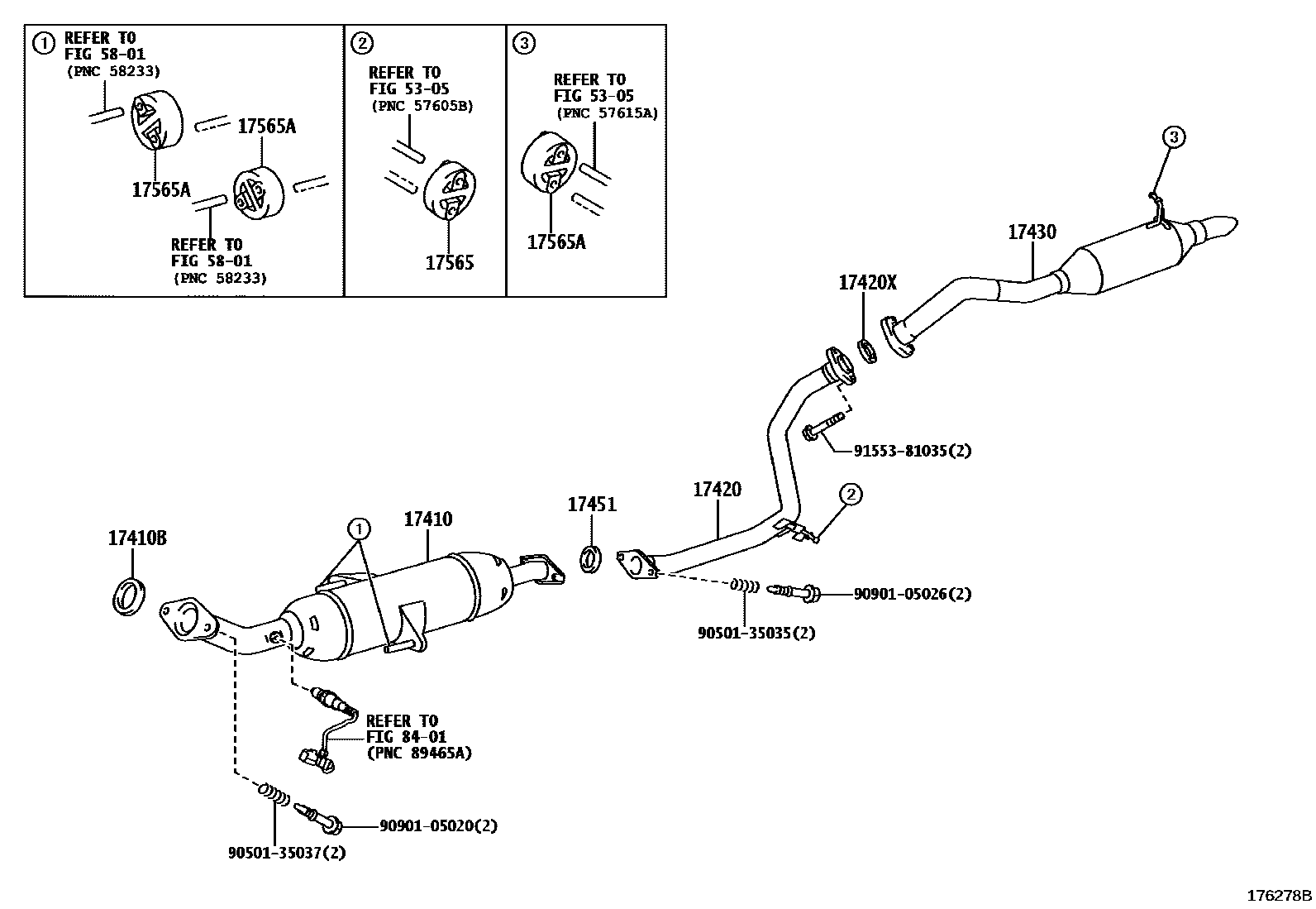 Toyota COROLLA Exhaust Pipe EPC diagram — 176278B