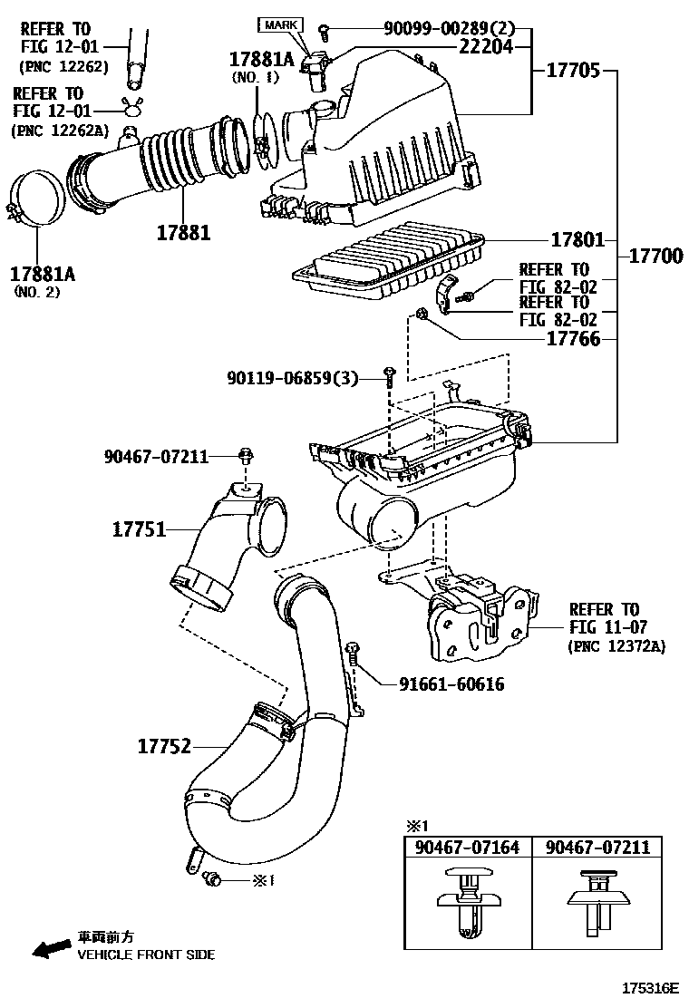 Toyota COROLLA Air Cleaner EPC diagram — 175316E