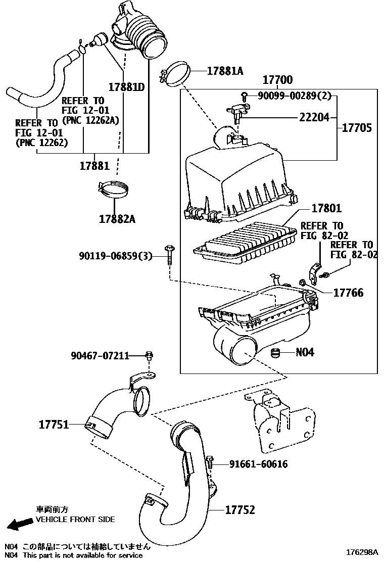 Toyota COROLLA Air Cleaner EPC diagram — 176298A