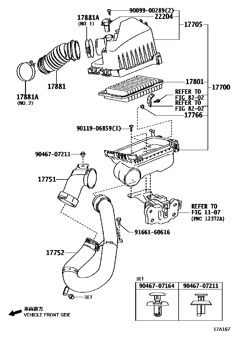 Toyota COROLLA Air Cleaner EPC diagram — 17A167