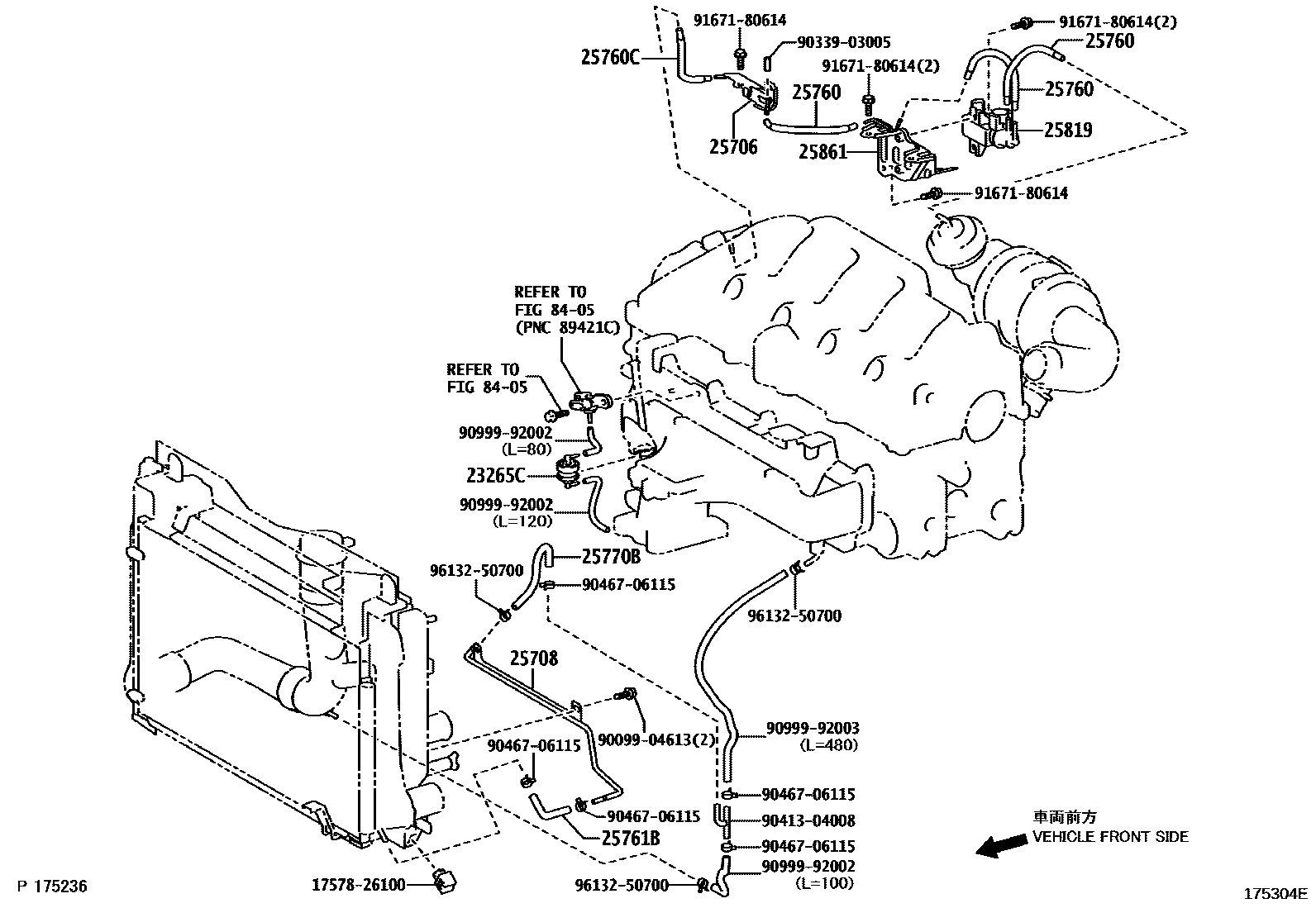 Toyota COROLLA vacuum tube EPC diagram — 175304E