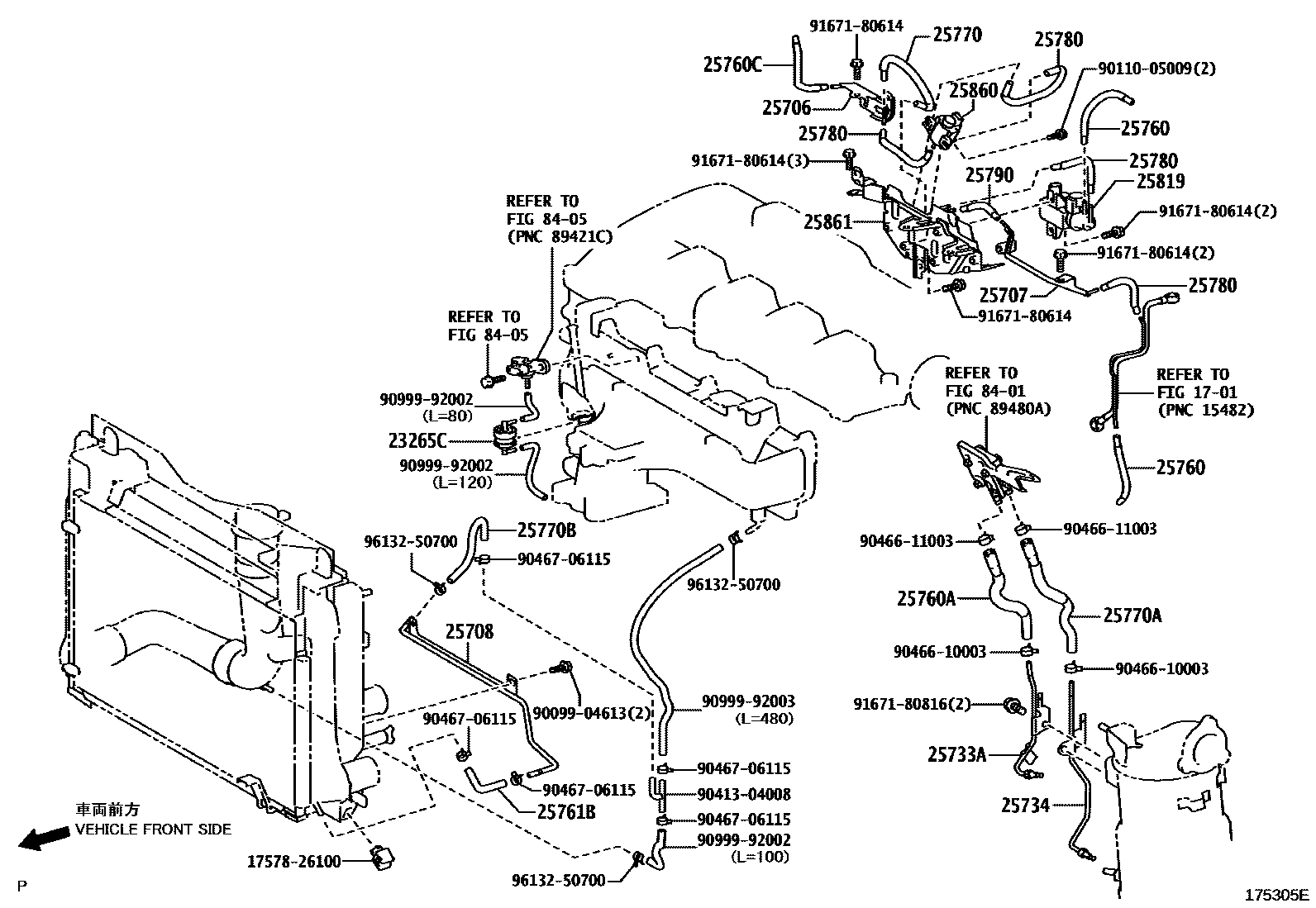 Toyota COROLLA vacuum tube EPC diagram — 175305E