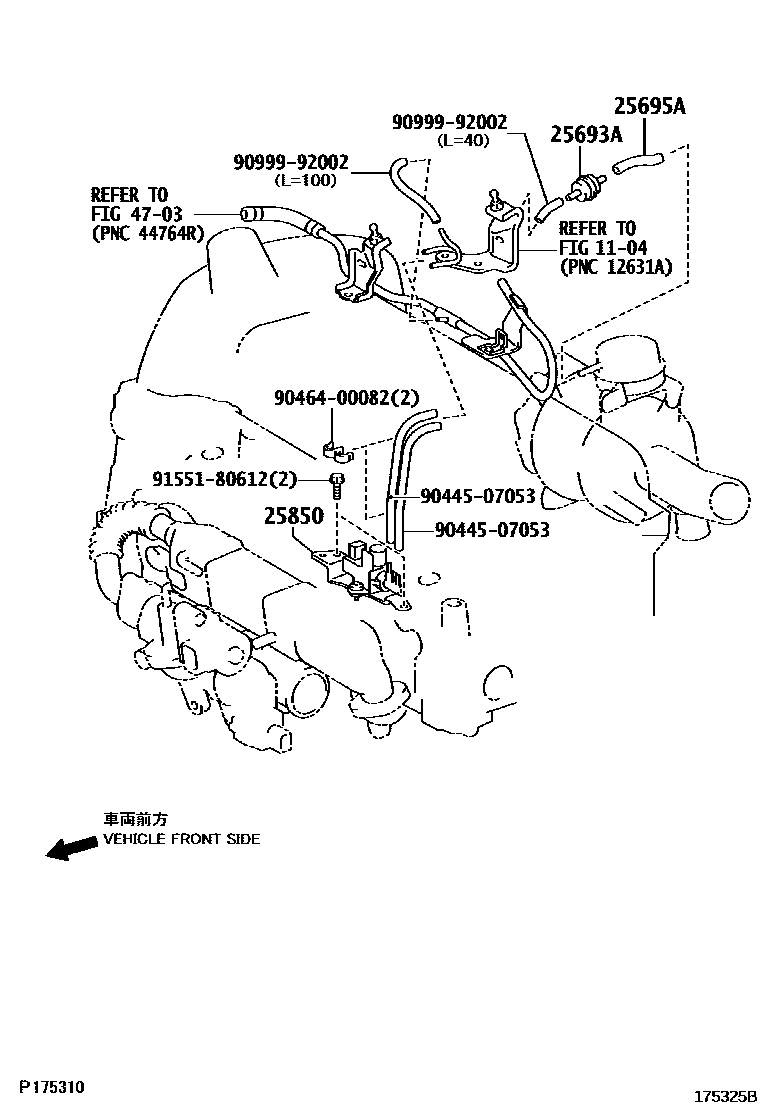 Toyota COROLLA vacuum tube EPC diagram — 175325B