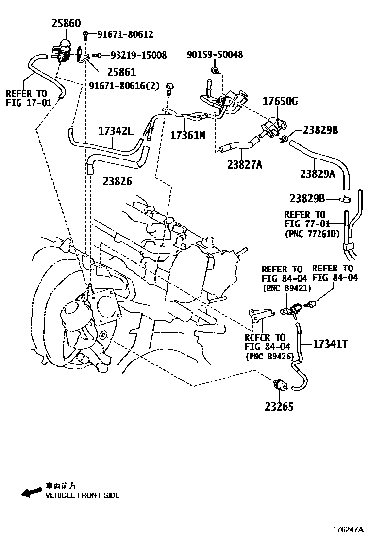 Toyota COROLLA vacuum tube EPC diagram — 176247A