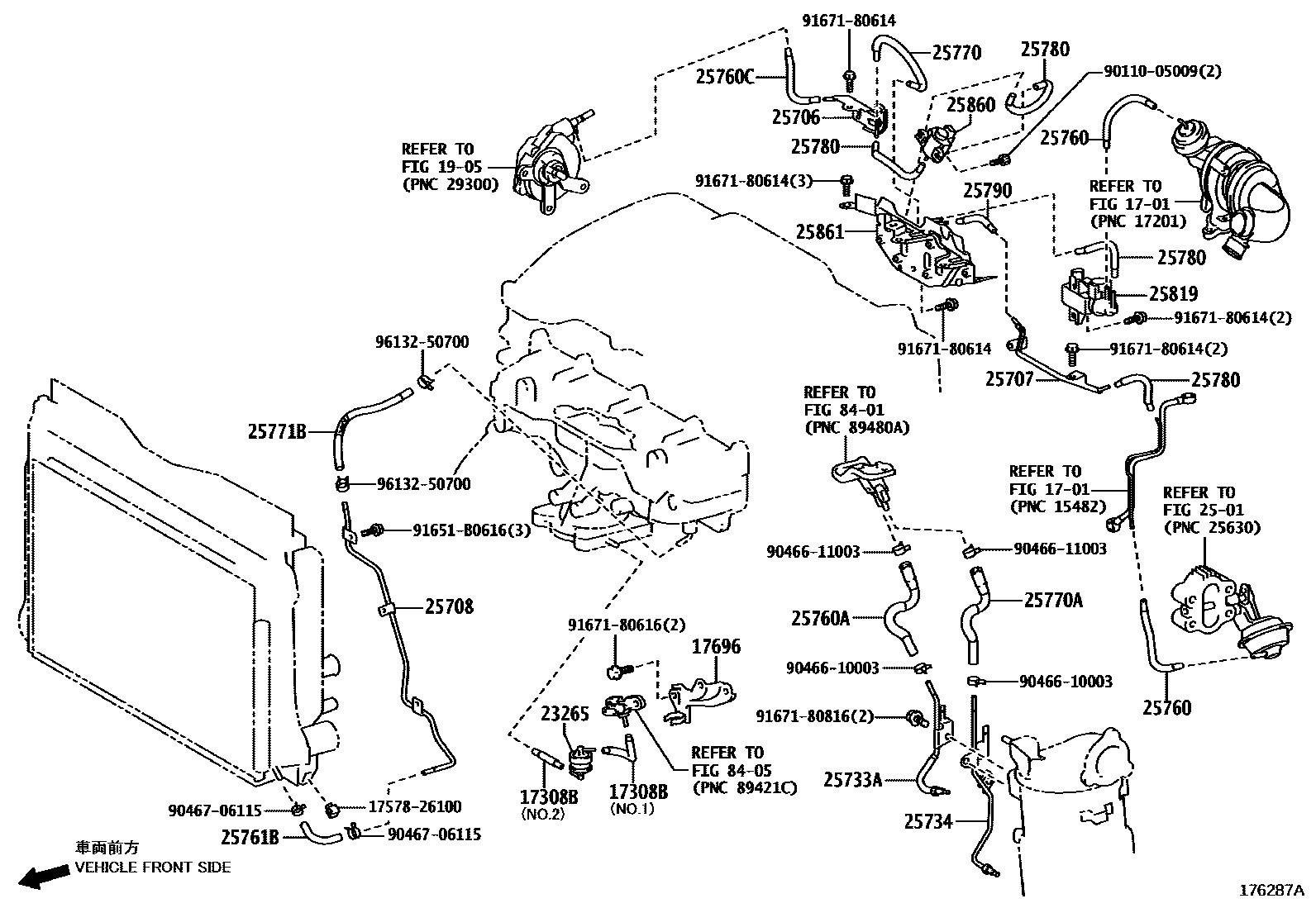 Toyota COROLLA vacuum tube EPC diagram — 176287A