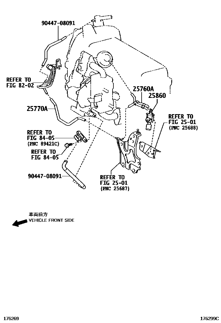 Toyota COROLLA vacuum tube EPC diagram — 176299C