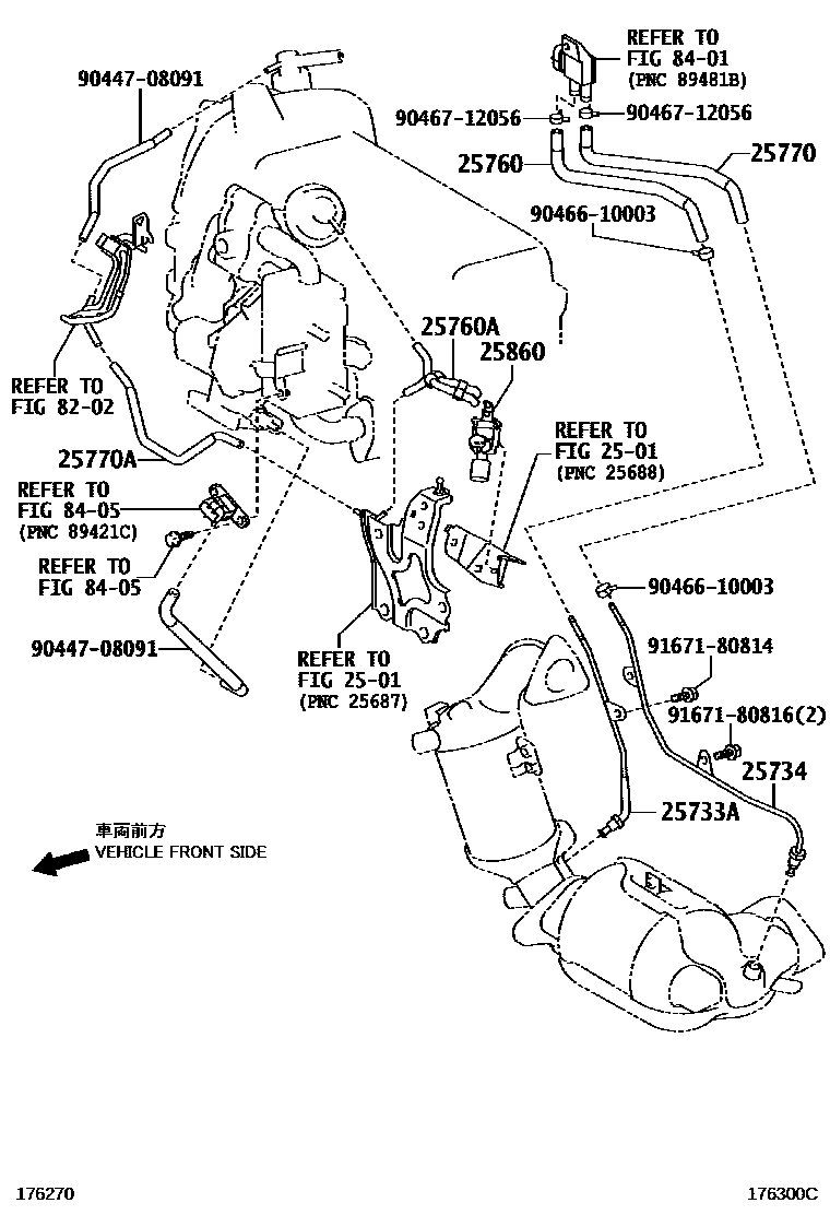 Toyota COROLLA vacuum tube EPC diagram — 176300C