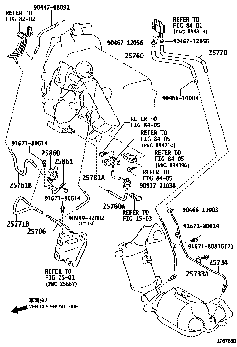 Toyota COROLLA vacuum tube EPC diagram — 176768B