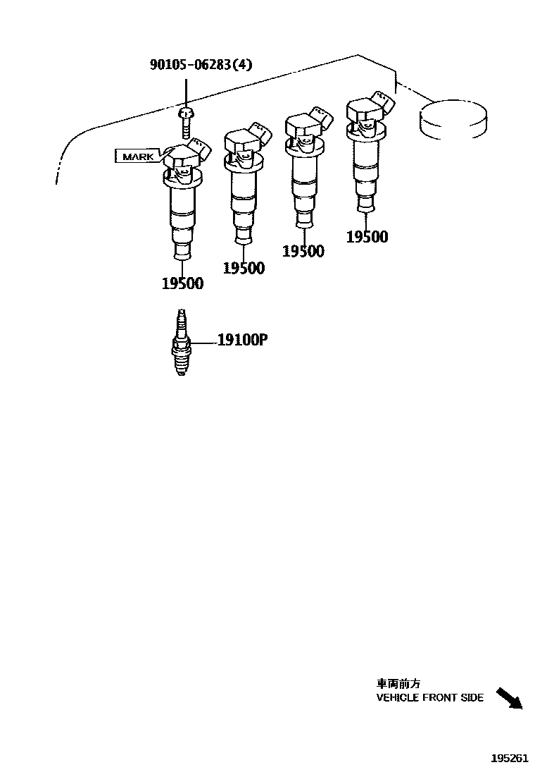 Toyota COROLLA 点火线圈和火花塞 EPC diagram — 195261