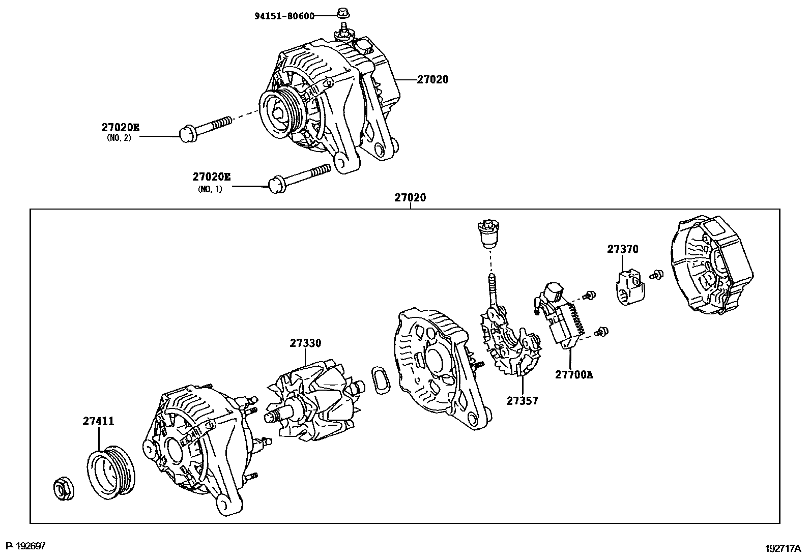 Toyota COROLLA Alternator EPC diagram — 192717A