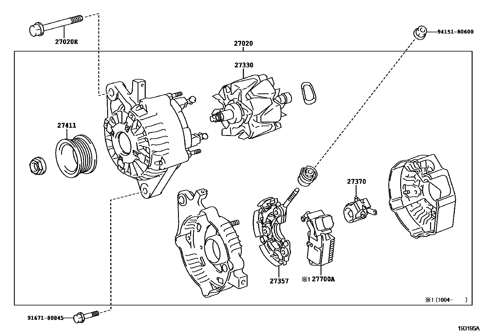 Toyota COROLLA Alternator EPC diagram — 193195A